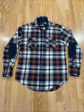 Zara Men's Plaid Flannel Shirt - Navy, Brown & Cream